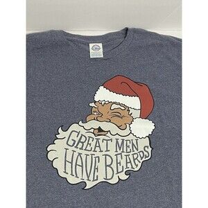 Men’s Novelty Christmas Beard Tee Shirt T Sz XL Santa “Great Men Have Beards”